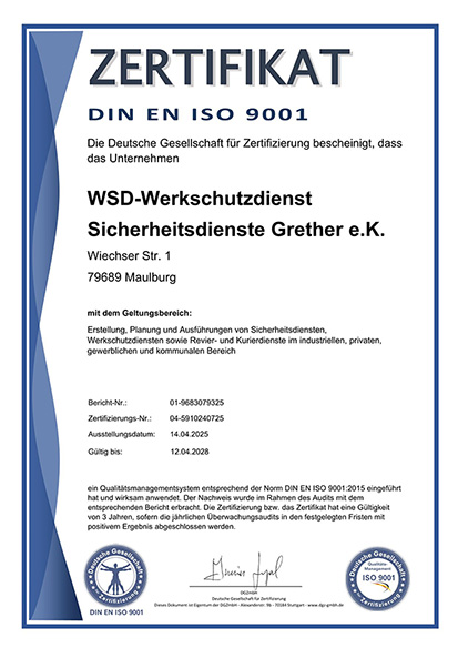 Zertifikat ISO 9001
